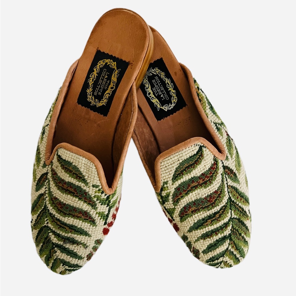Larkspur needlepoint slides